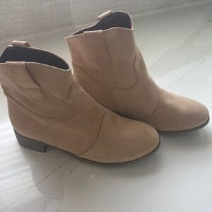 Women's Tan faux suede Ankle Boots size 40.
NWT/ 1 inch heel. Orig. $60. 
$35